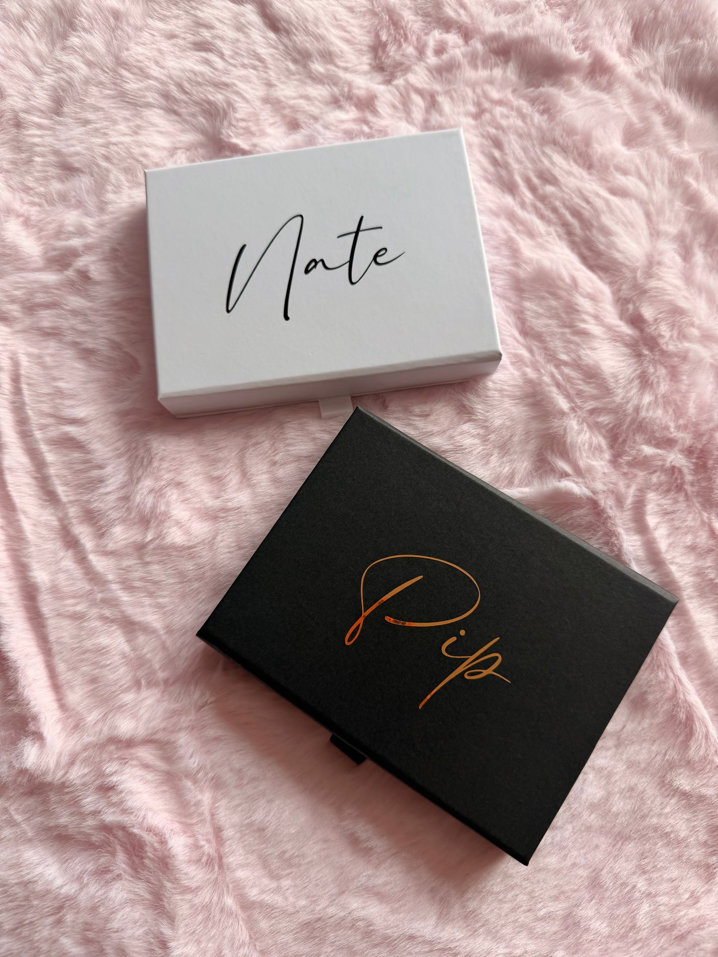 Personalised Gift Card/Voucher Magnetic Box: Pink, Lilac, Black, White