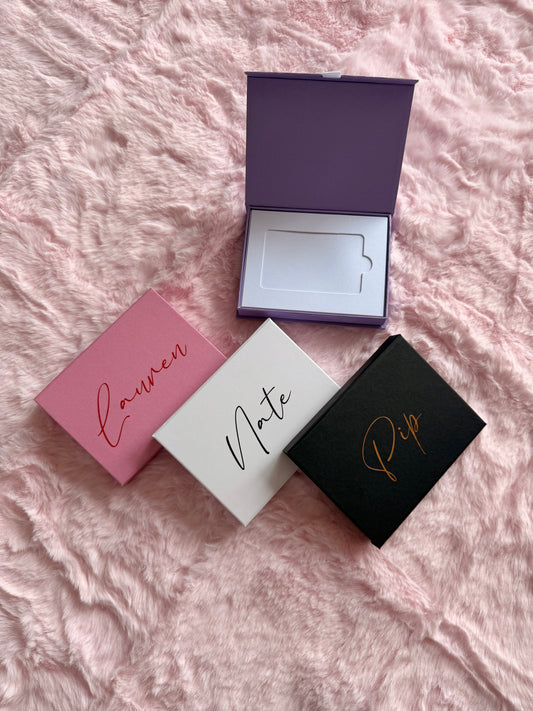 Personalised Gift Card Box | Curly Script Name | Magnetic Voucher Box