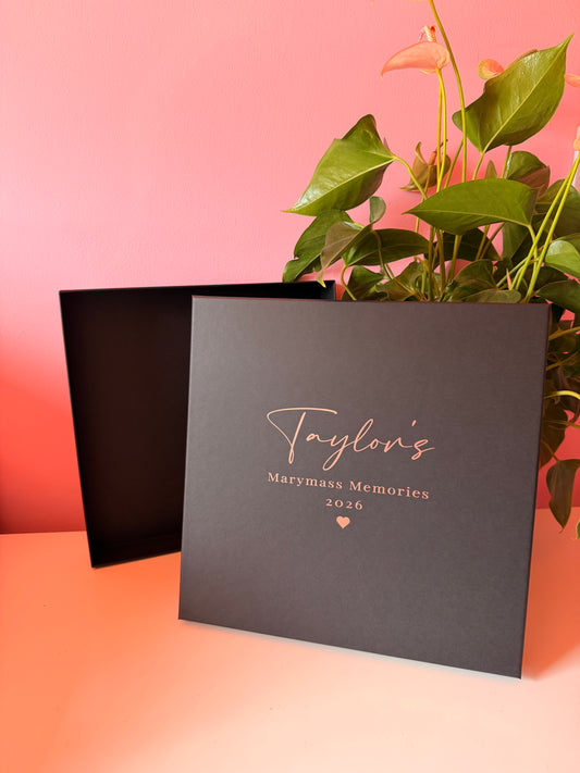 Personalised Rigid Square Gift Box | Name, Title & Year | Scrapbook Box