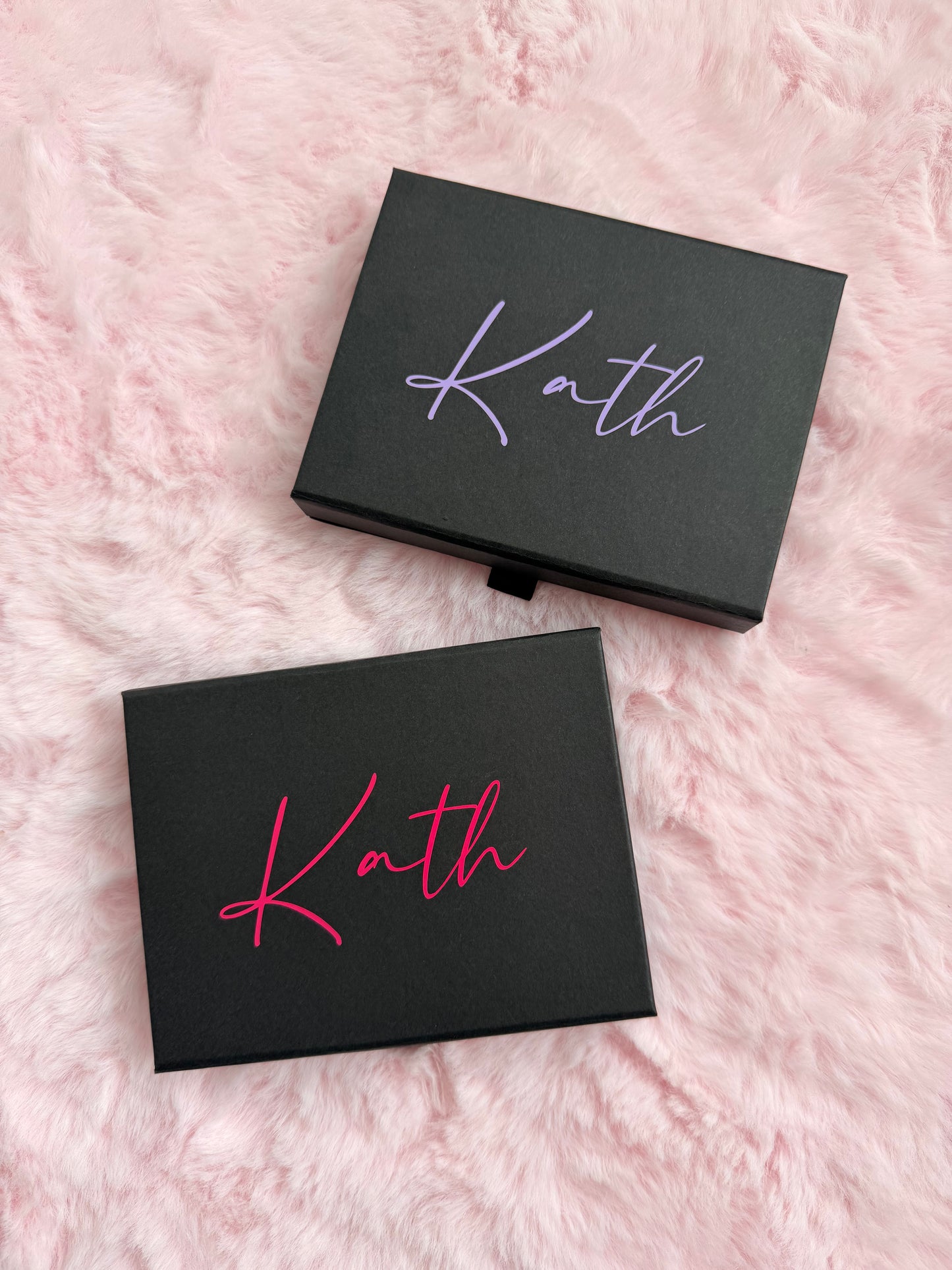 Personalised Gift Card/Voucher Magnetic Box: Pink, Lilac, Black, White