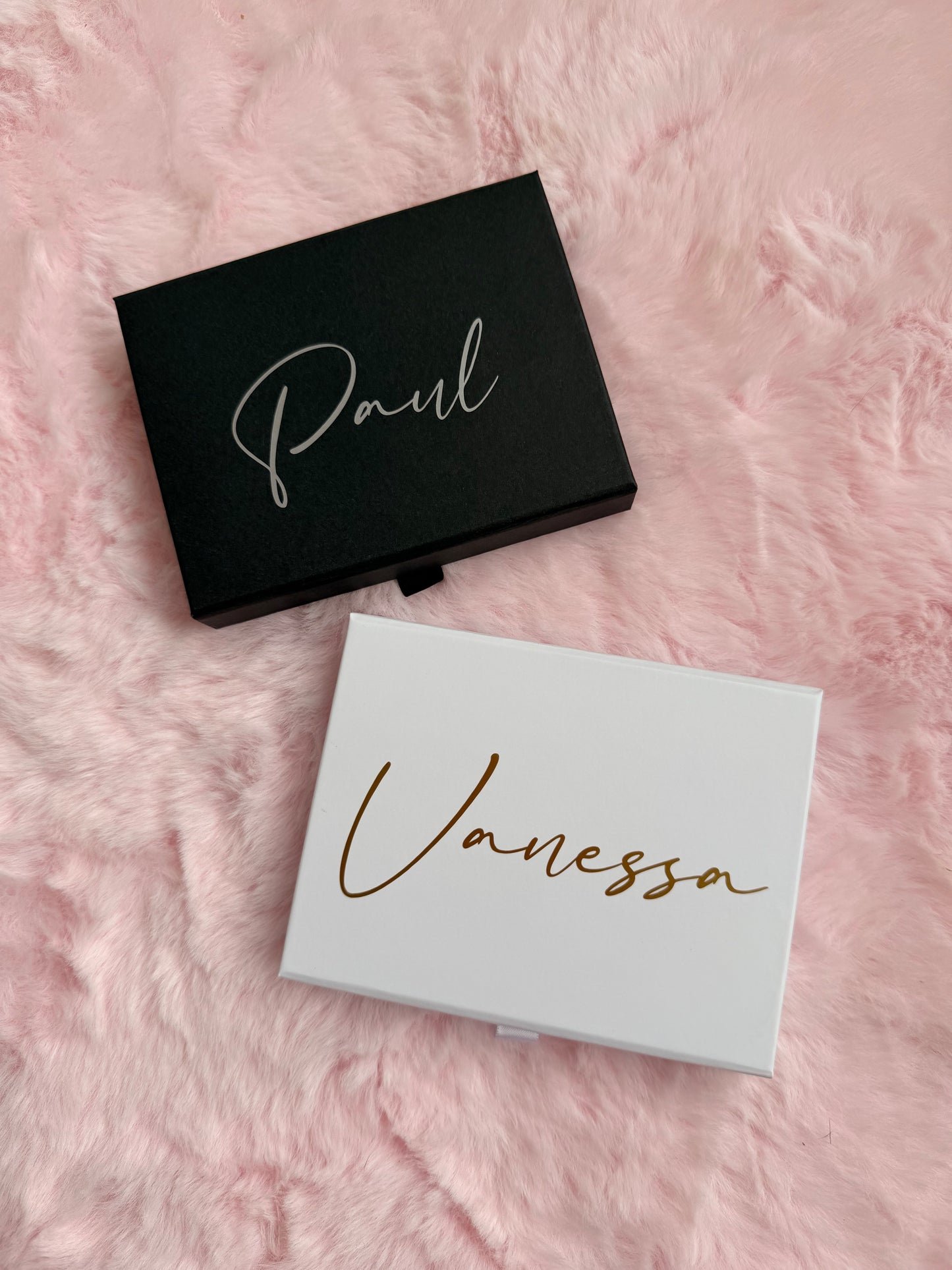 Personalised Gift Card/Voucher Magnetic Box: Pink, Lilac, Black, White