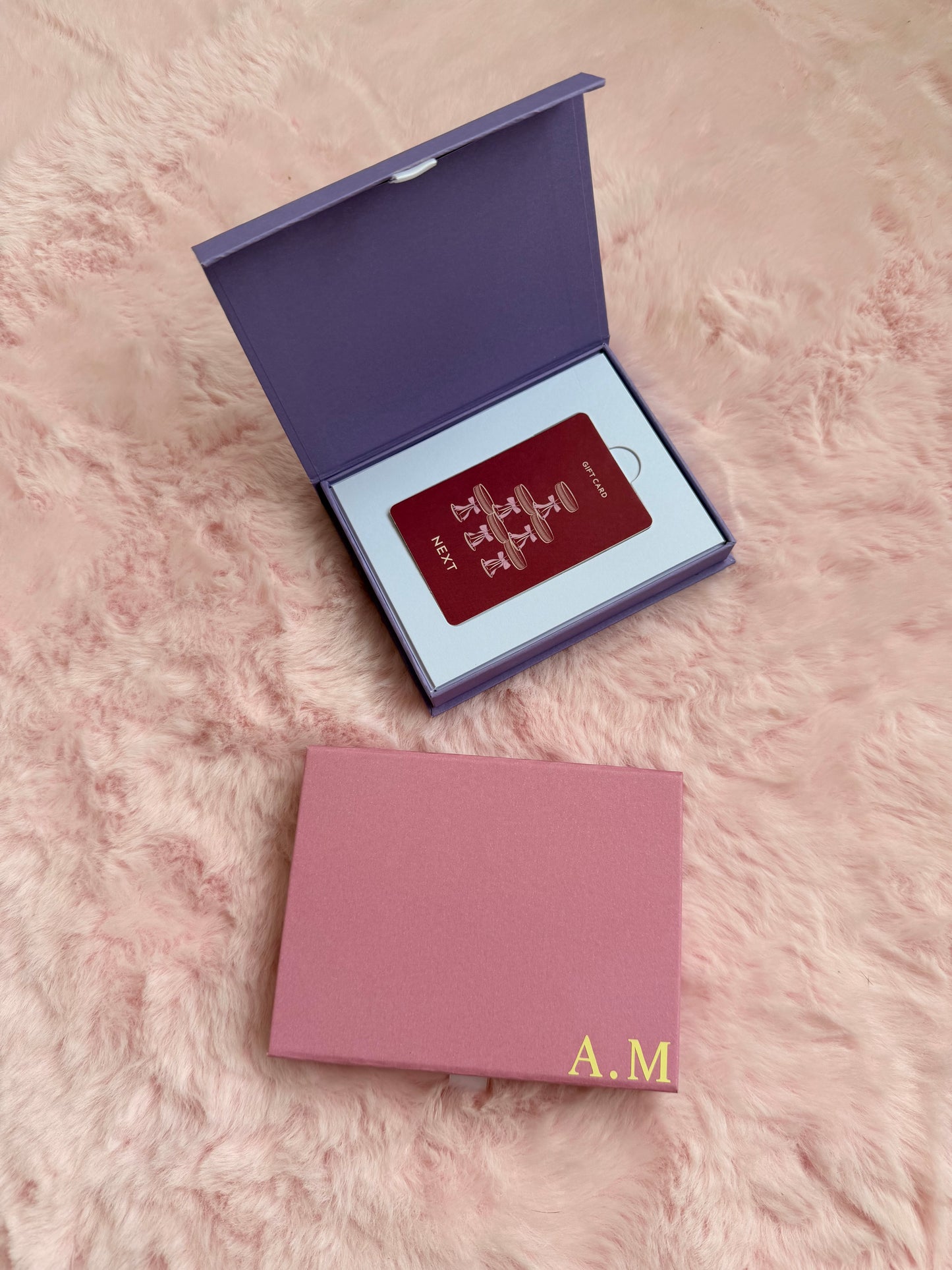 Personalised Gift Card/Voucher Magnetic Box: Pink, Lilac, Black, White