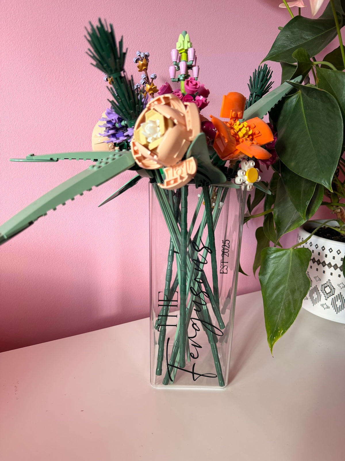 Personalised THE 'Surname' Est 'Date' Acrylic Flower Vase