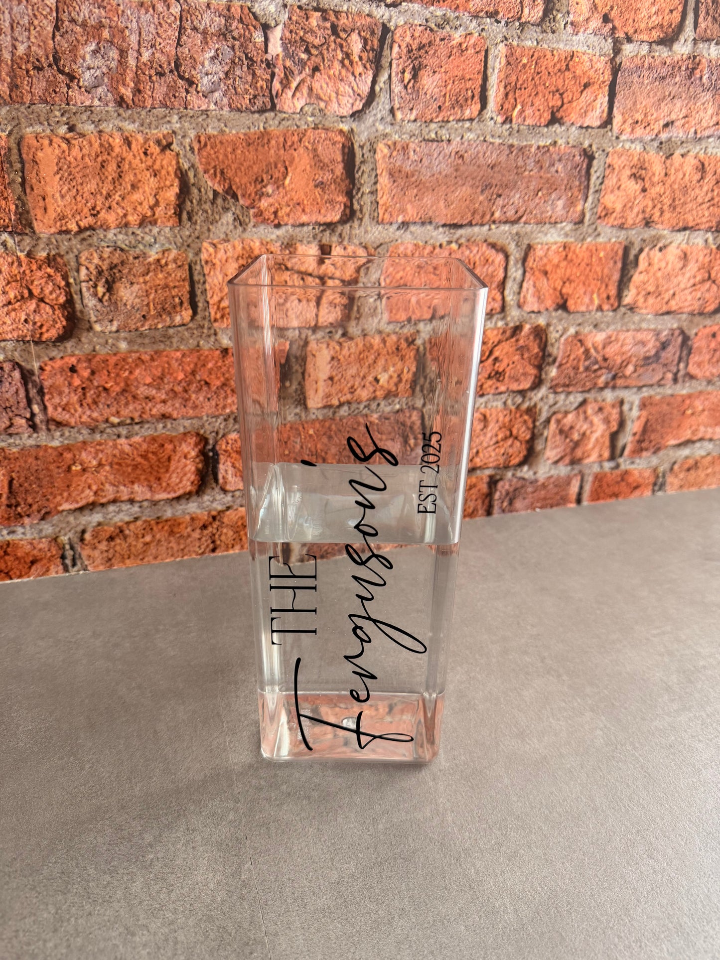 Personalised THE 'Surname' Est 'Date' Acrylic Flower Vase
