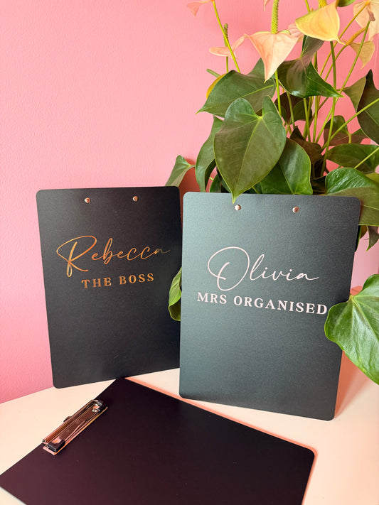 Personalised Name & Title A4 Black Clipboard