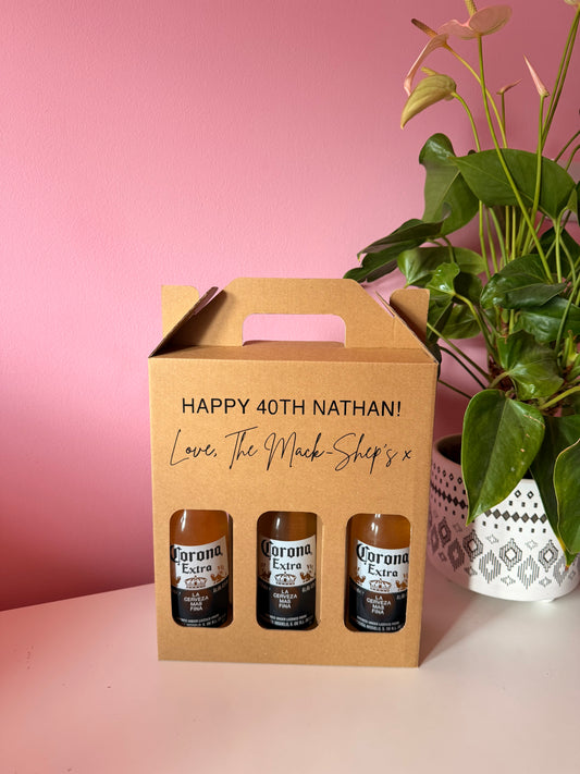Personalised 3 Bottle Cardboard Carrier | Beer, Ale & Cider Gift