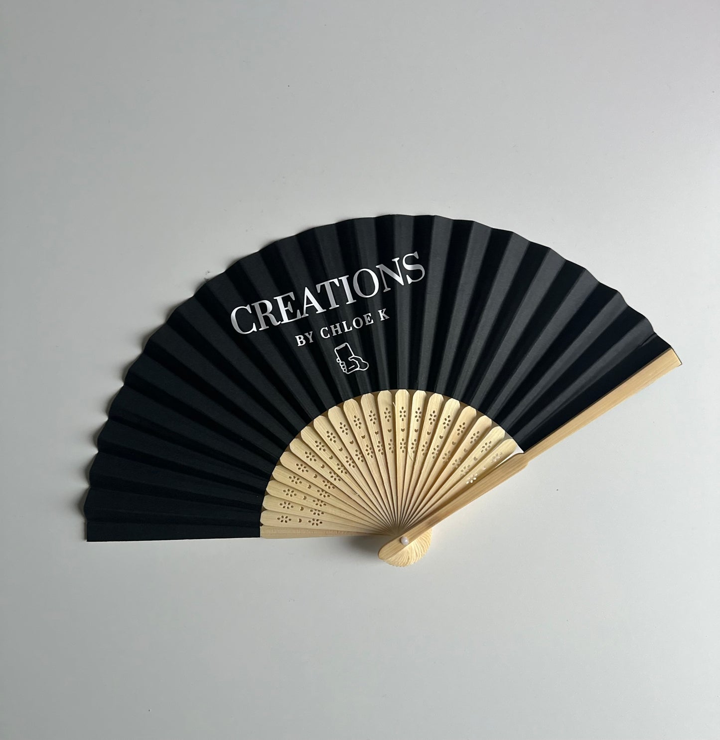 YOUR LOGO Hand Fan - Business - Bamboo - Paper Foldable Fan - Black, White, Pink - Personalised