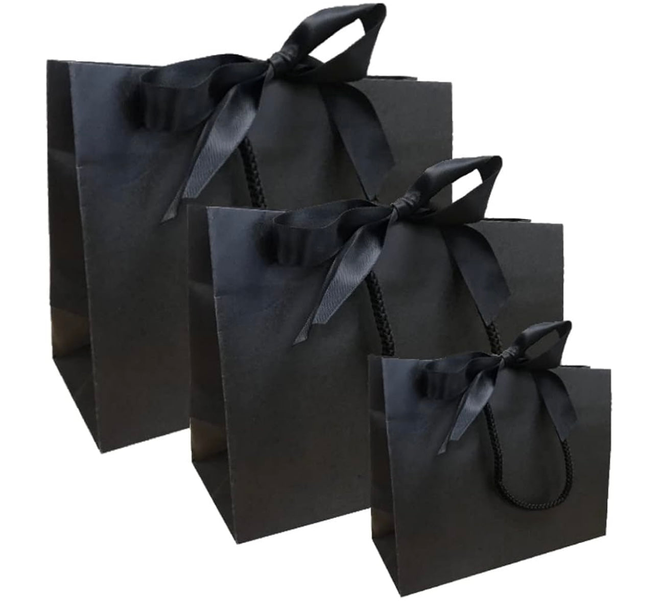 BLACK - Personalised - Name & Title - Ribbon Tie Natural Rope Gift Bag