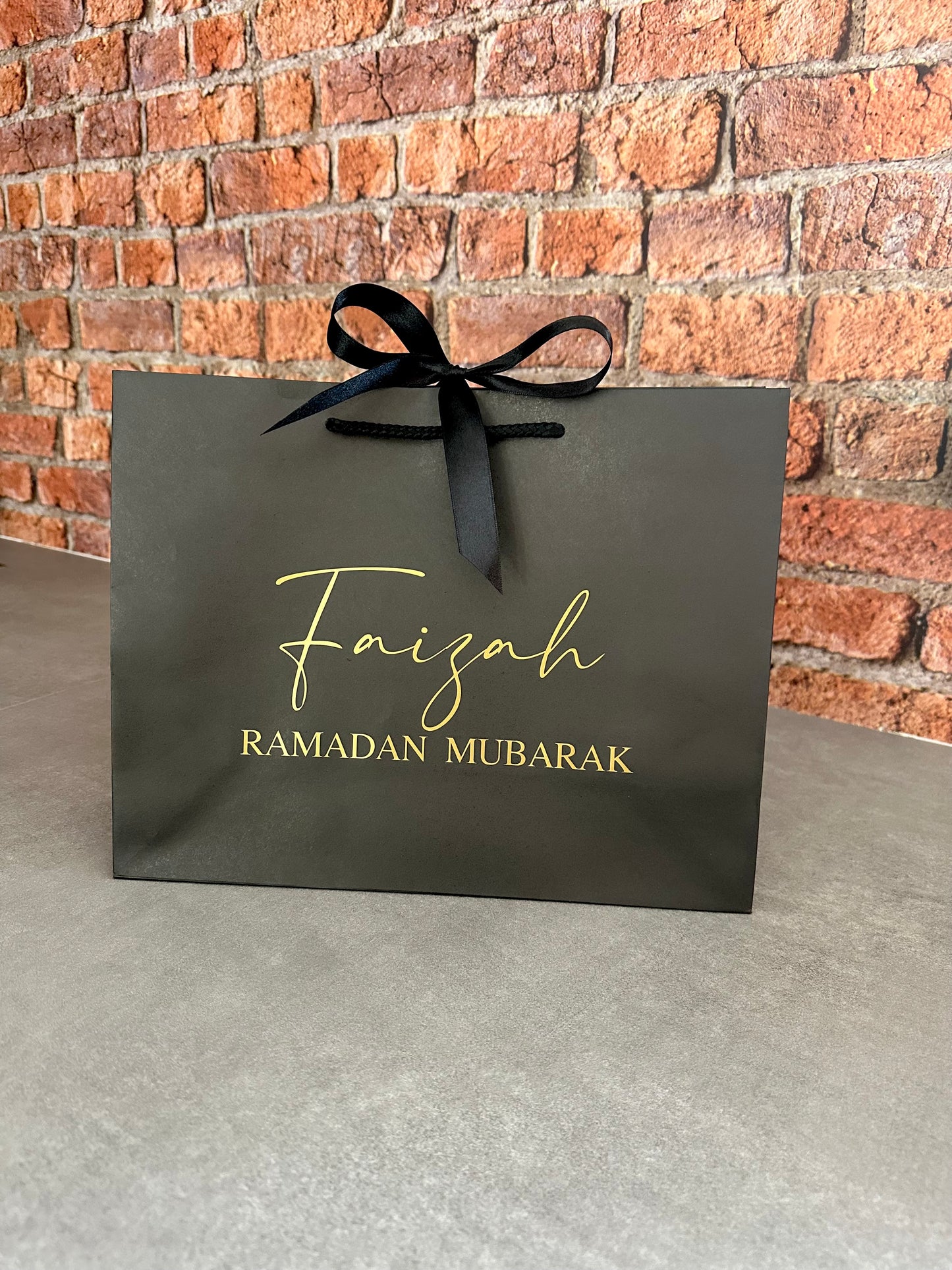 Personalised Name - Eid Mubarak / Ramadan Mubarak: Ribbon Tie Gift Bag