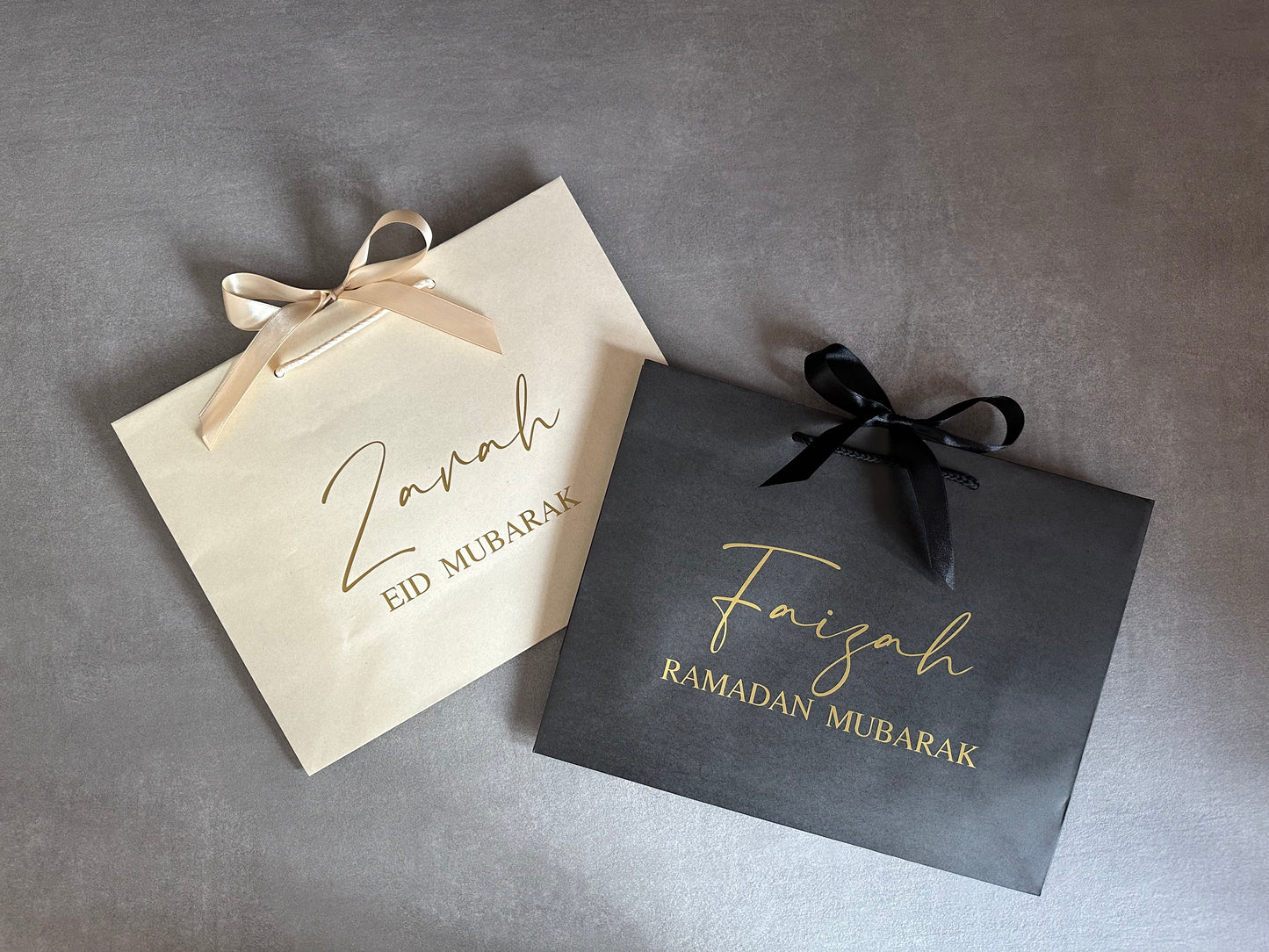 Personalised Name - Eid Mubarak / Ramadan Mubarak: Ribbon Tie Gift Bag