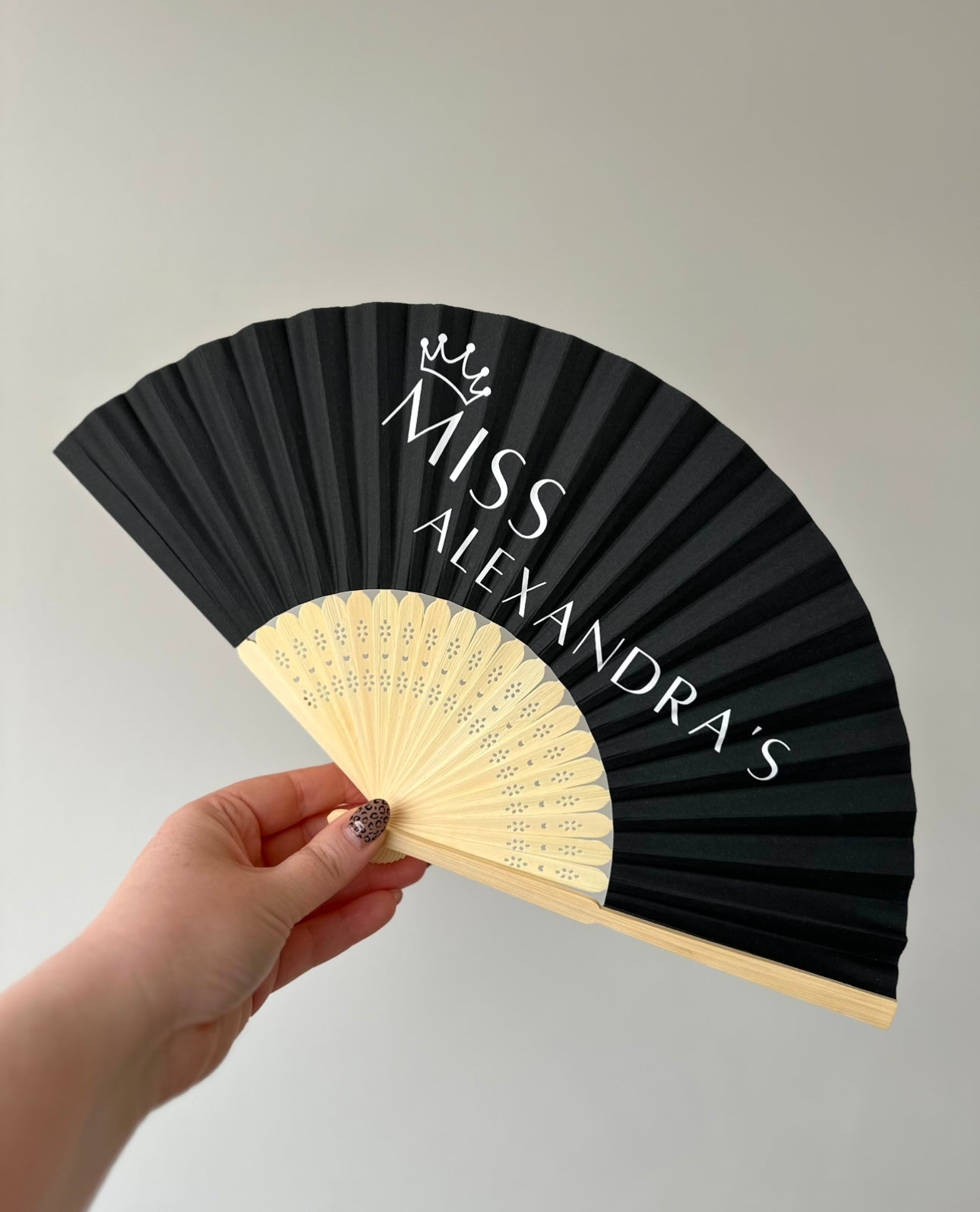 YOUR LOGO Hand Fan - Business - Bamboo - Paper Foldable Fan - Black, White, Pink - Personalised