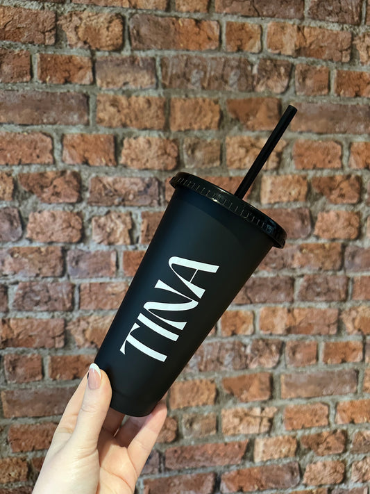 NAME Tumbler - 24oz/710ml Reusable Cup, Tumbler Cup & Straw - Personalised