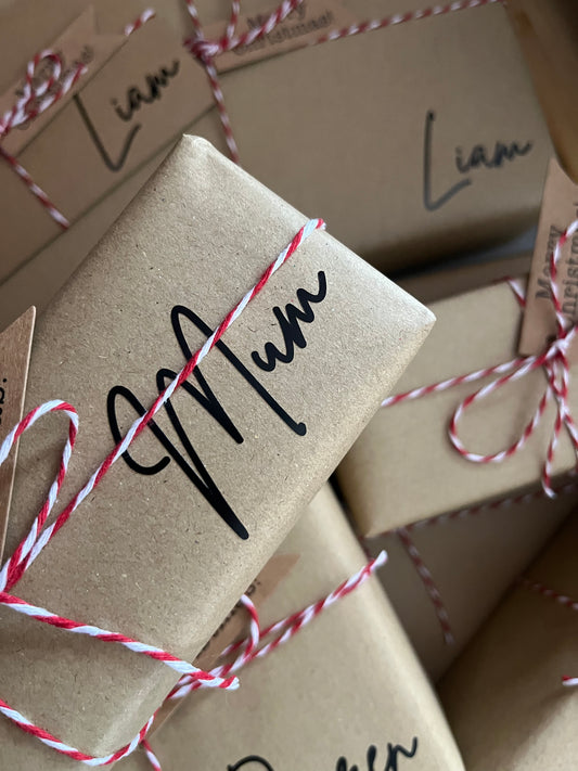 Christmas Present Name Sticker Personalised Label Decal: Custom Vinyl for Parties & Gifts