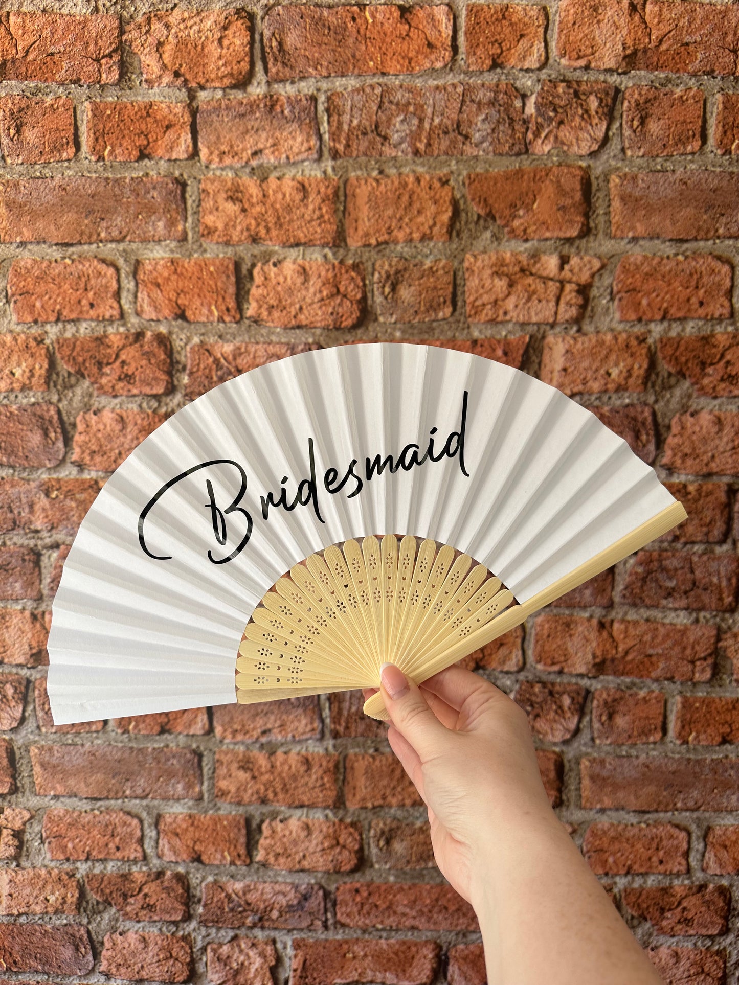 NAME Hand Fan - Bamboo - Paper Foldable Fan - Black, White, Pink, Orange, Lilac, Red, Green, Yellow, Sky Blue, Light Blue - Personalised