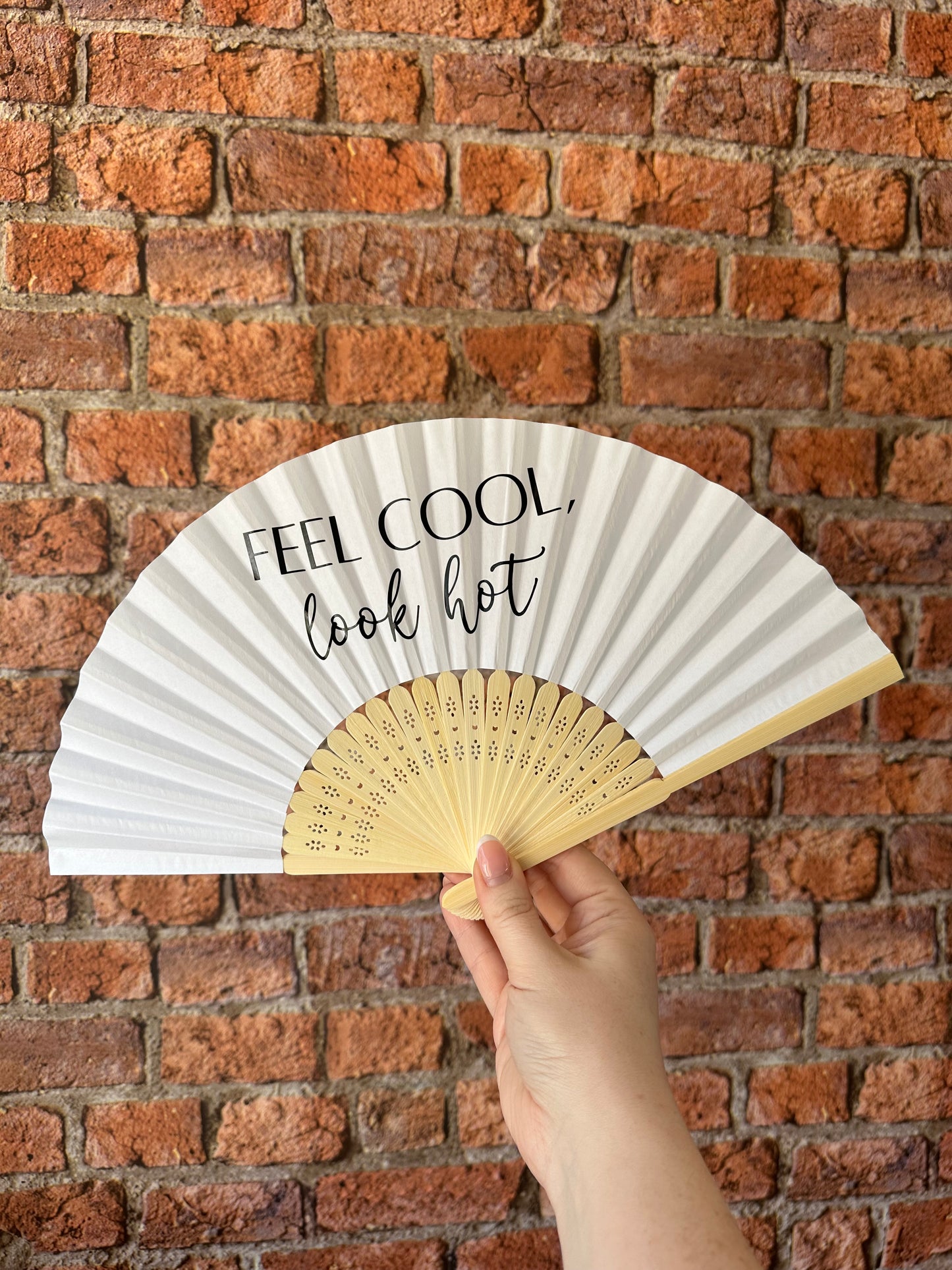 ANY TEXT Hand Fan - Bamboo - Paper Foldable Fan - Black, White, Pink Orange, Lilac, Green, Red, Yellow, Sky Blue & Light Blue - Personalised