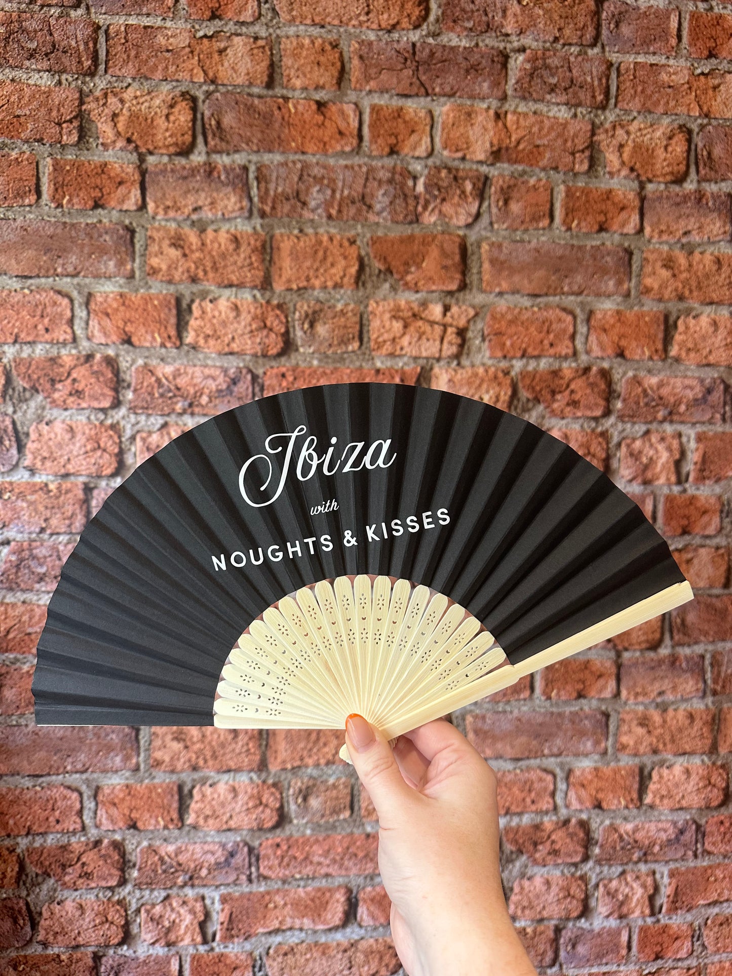 YOUR LOGO Hand Fan - Business - Bamboo - Paper Foldable Fan - Black, White, Pink, Orange, Lilac, Red, Sky Blue, Light Blue, Yellow & Green