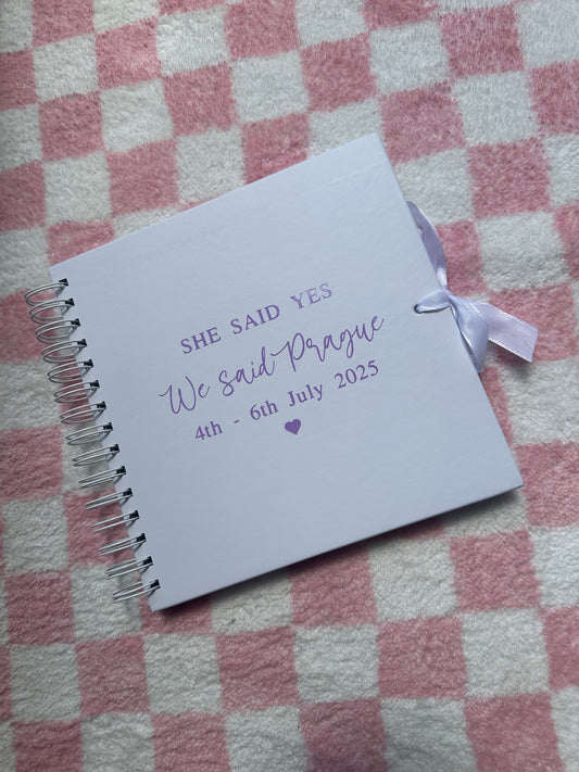 SHE SAID YES - Personalised Text and Date - Scrap Book, Photo Album, Keepsake