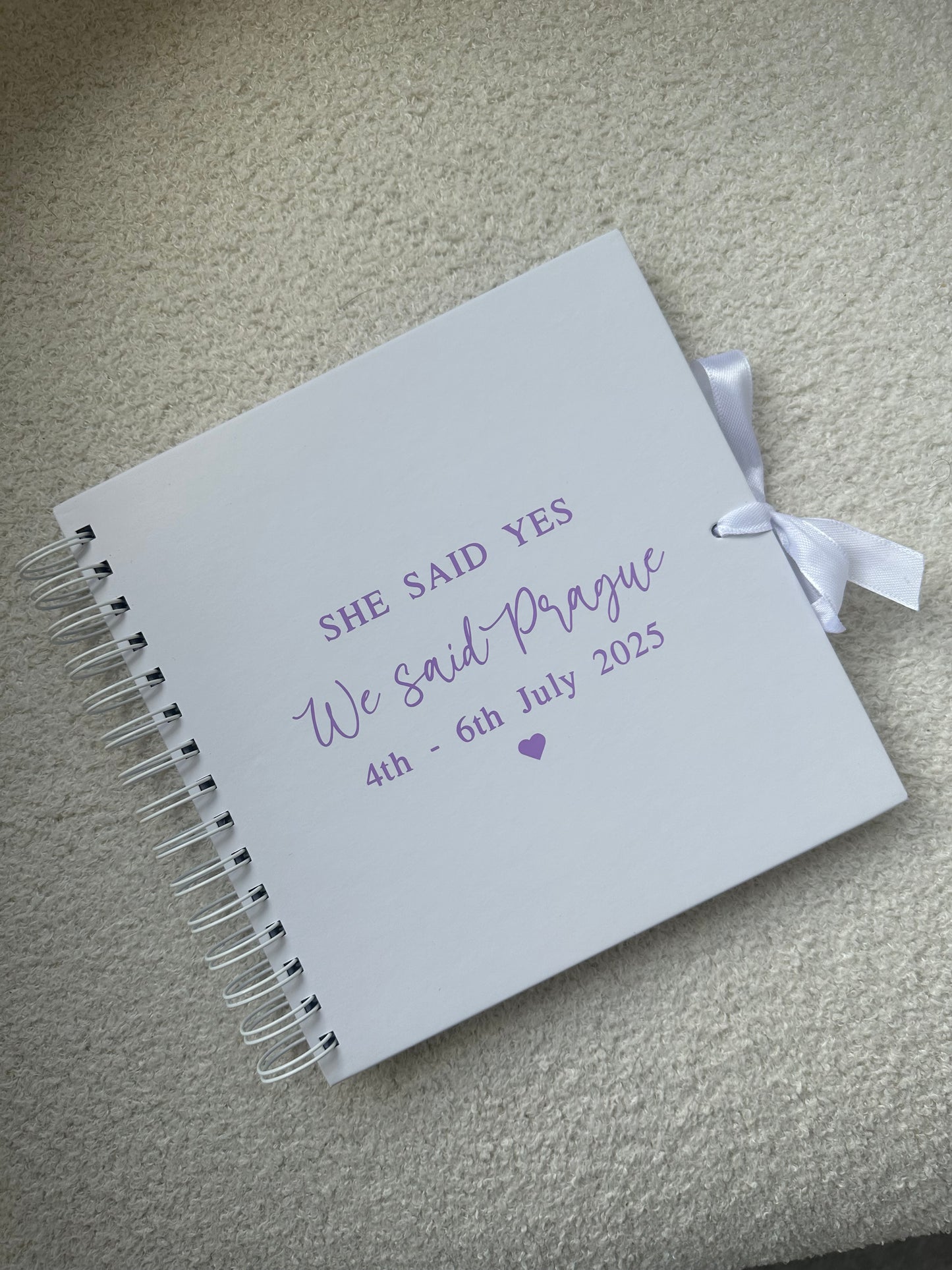 SHE SAID YES - Personalised Text and Date - Scrap Book, Photo Album, Keepsake
