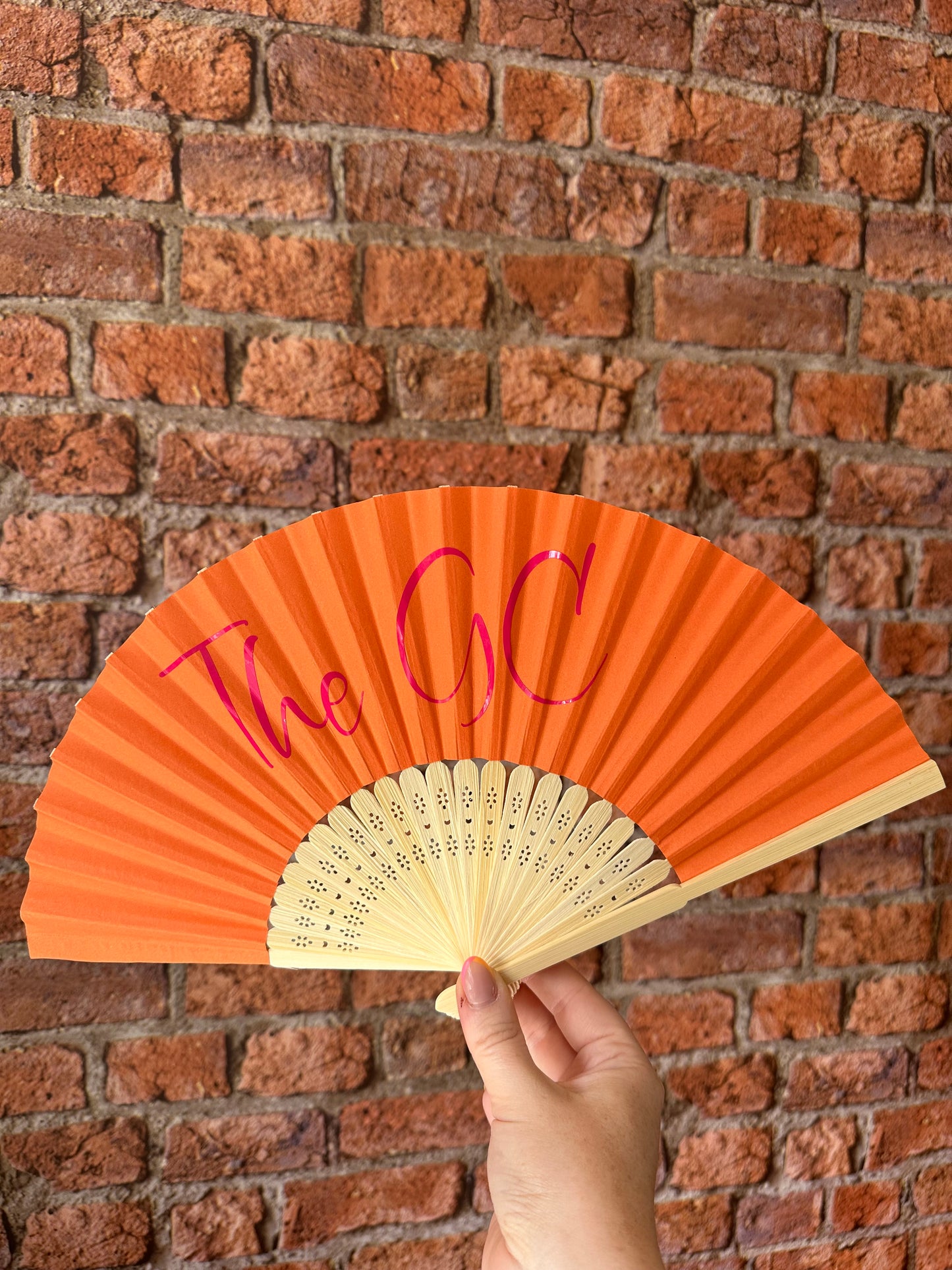 NAME Hand Fan - Bamboo - Paper Foldable Fan - Black, White, Pink, Orange, Lilac, Red, Green, Yellow, Sky Blue, Light Blue - Personalised