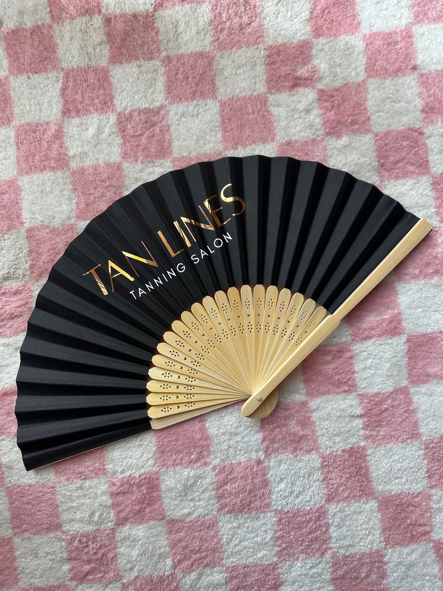 YOUR LOGO Hand Fan - Business - Bamboo - Paper Foldable Fan - Black, White, Pink, Orange, Lilac, Red, Sky Blue, Light Blue, Yellow & Green