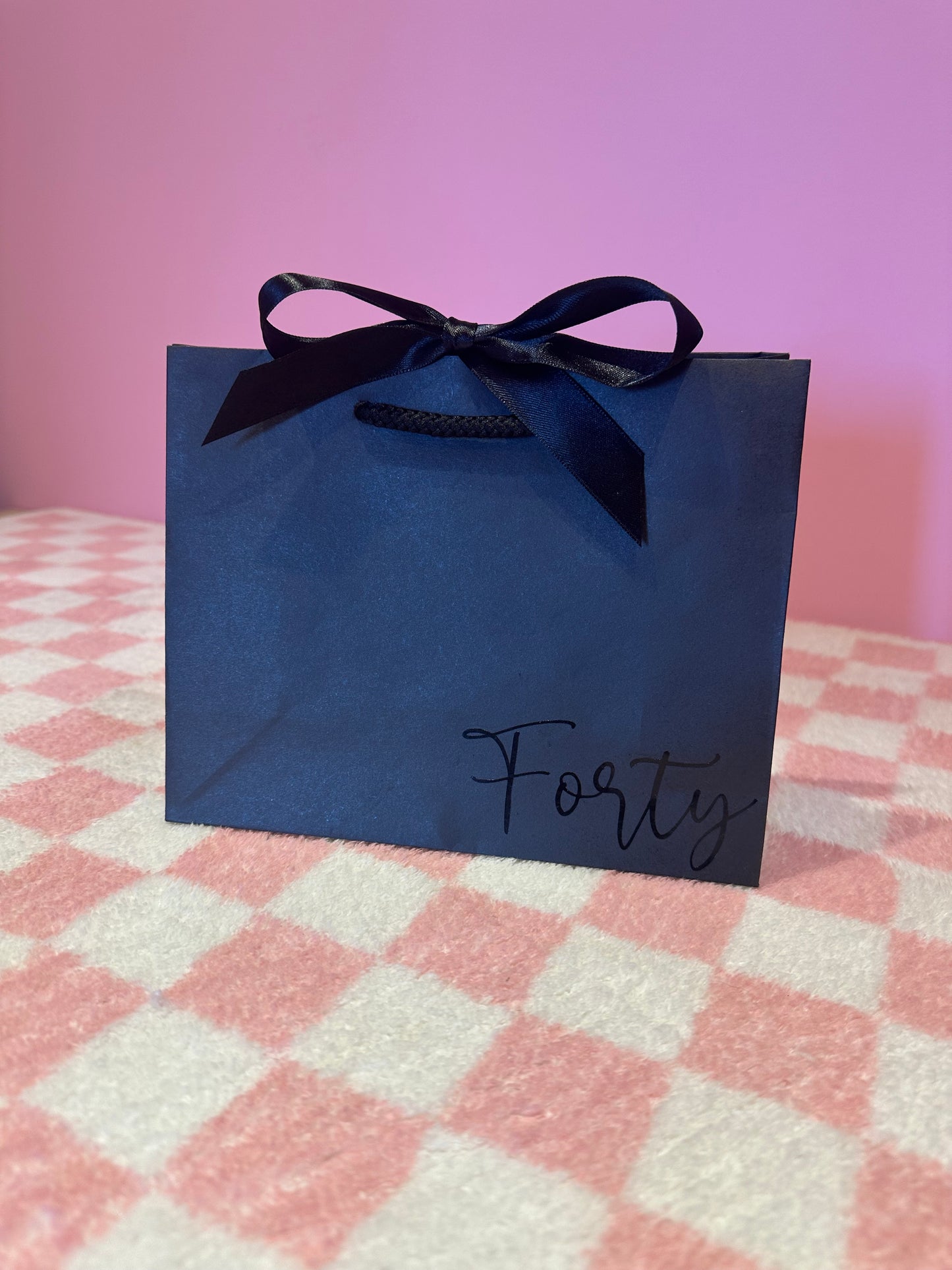 Personalised - Corner - Ribbon Tie Natural Rope Gift Bag