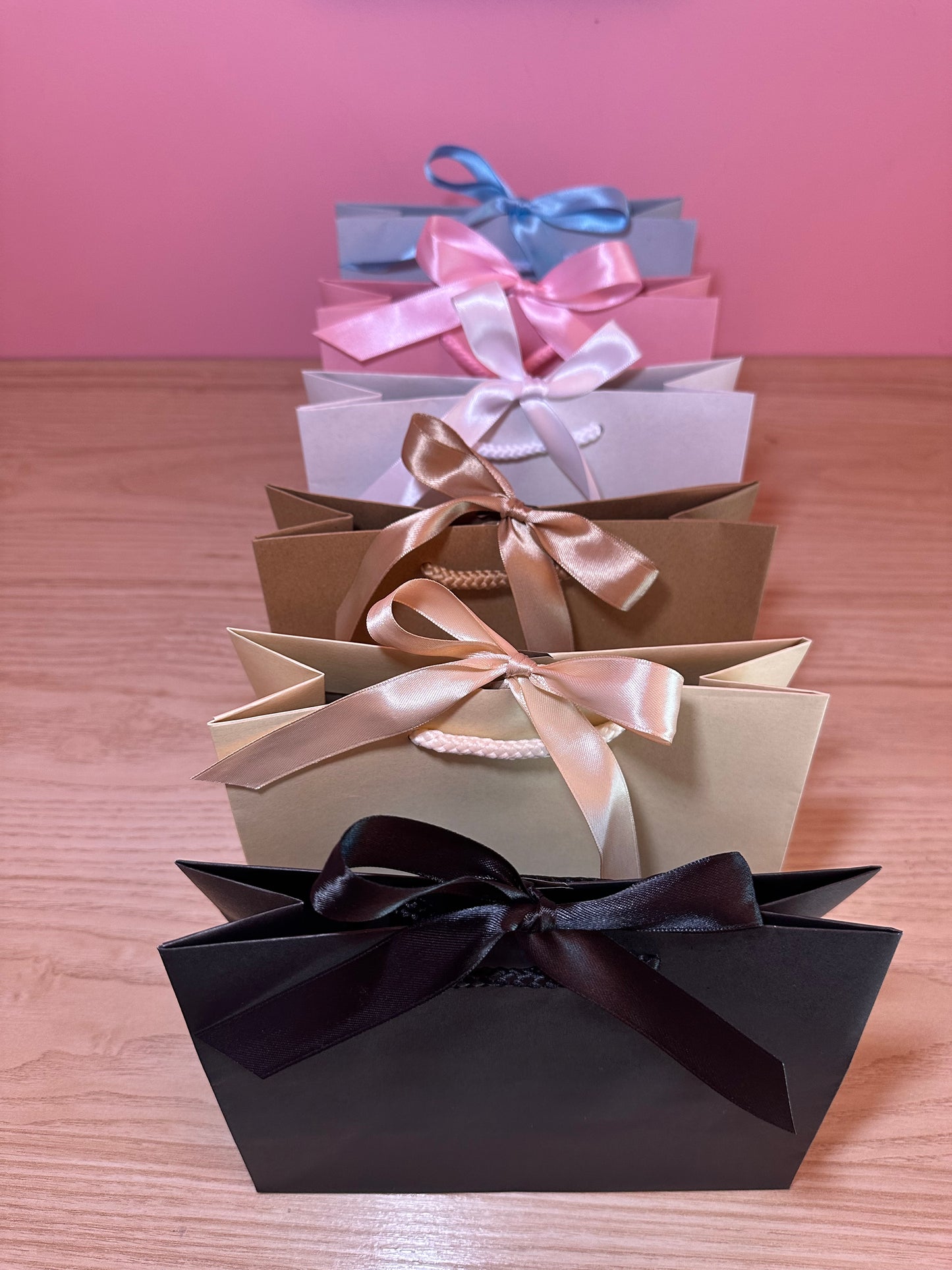 Ribbon Tie Natural Rope Landscape Recycled Gift Bags - White, Cream, Black & Kraft - Gift Bag Only (no decal)