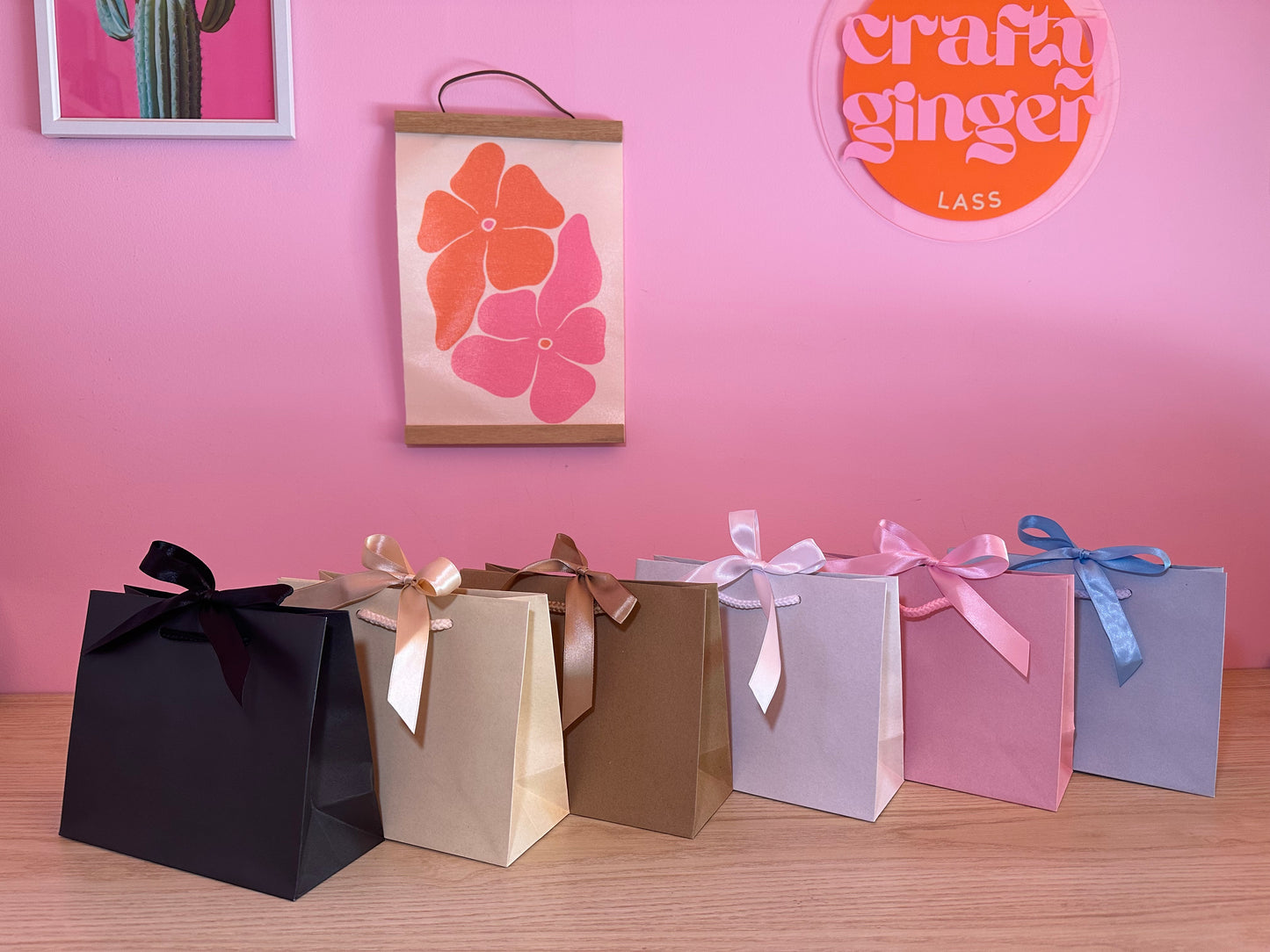 Ribbon Tie Natural Rope Landscape Recycled Gift Bags - White, Cream, Black & Kraft - Gift Bag Only (no decal)