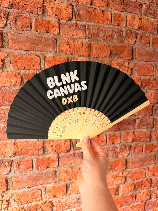 YOUR LOGO Hand Fan - Business - Bamboo - Paper Foldable Fan - Black, White, Pink, Orange, Lilac, Red, Sky Blue, Light Blue, Yellow & Green
