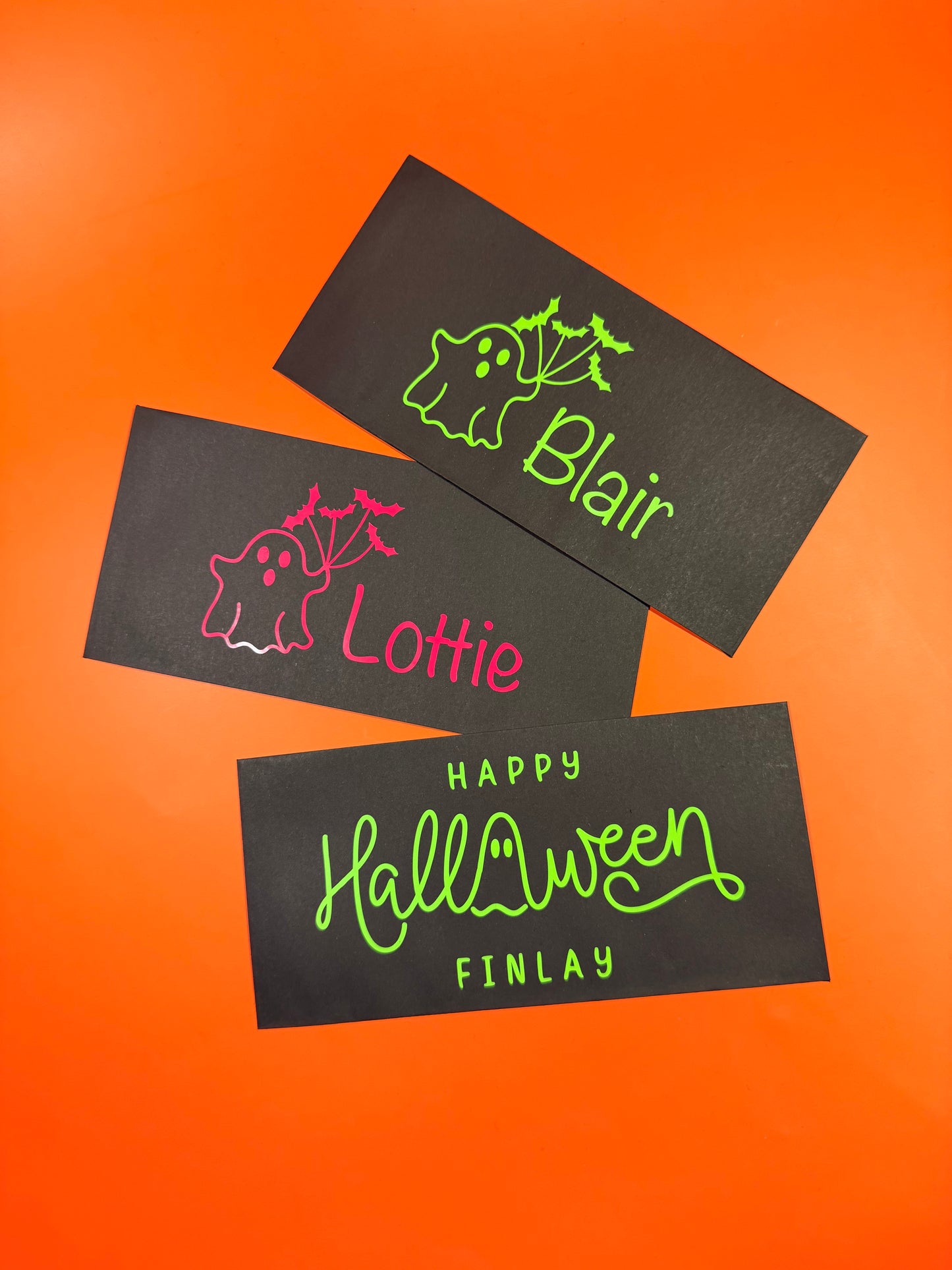HALLOWEEN Personalised Name - Money/Cash Envelope Paper Wallet - Black White Kraft
