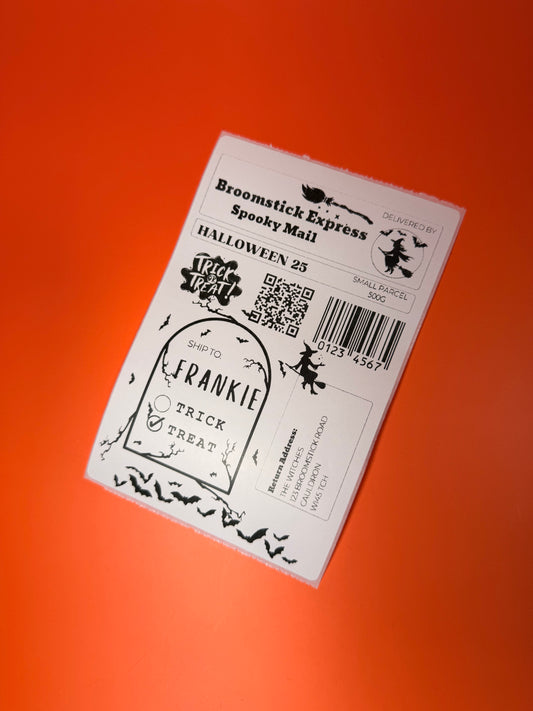 Personalised Halloween Witch Postage Shipping Present Label - Trick or Treat