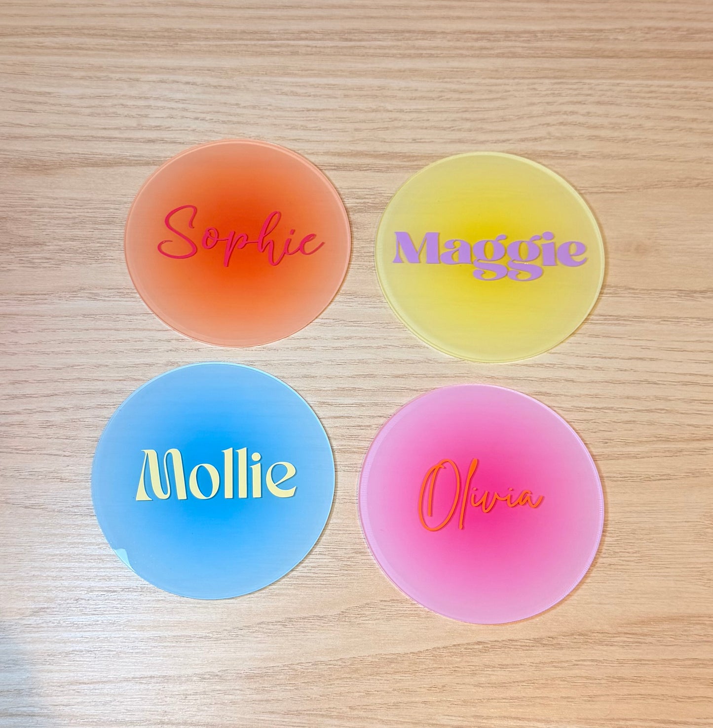 Personalised Colourful Drink Coasters: Place Name Gifts