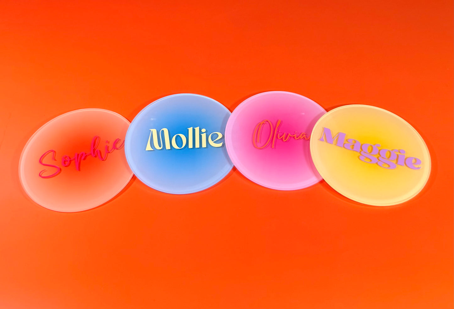 Personalised Colourful Drink Coasters: Place Name Gifts