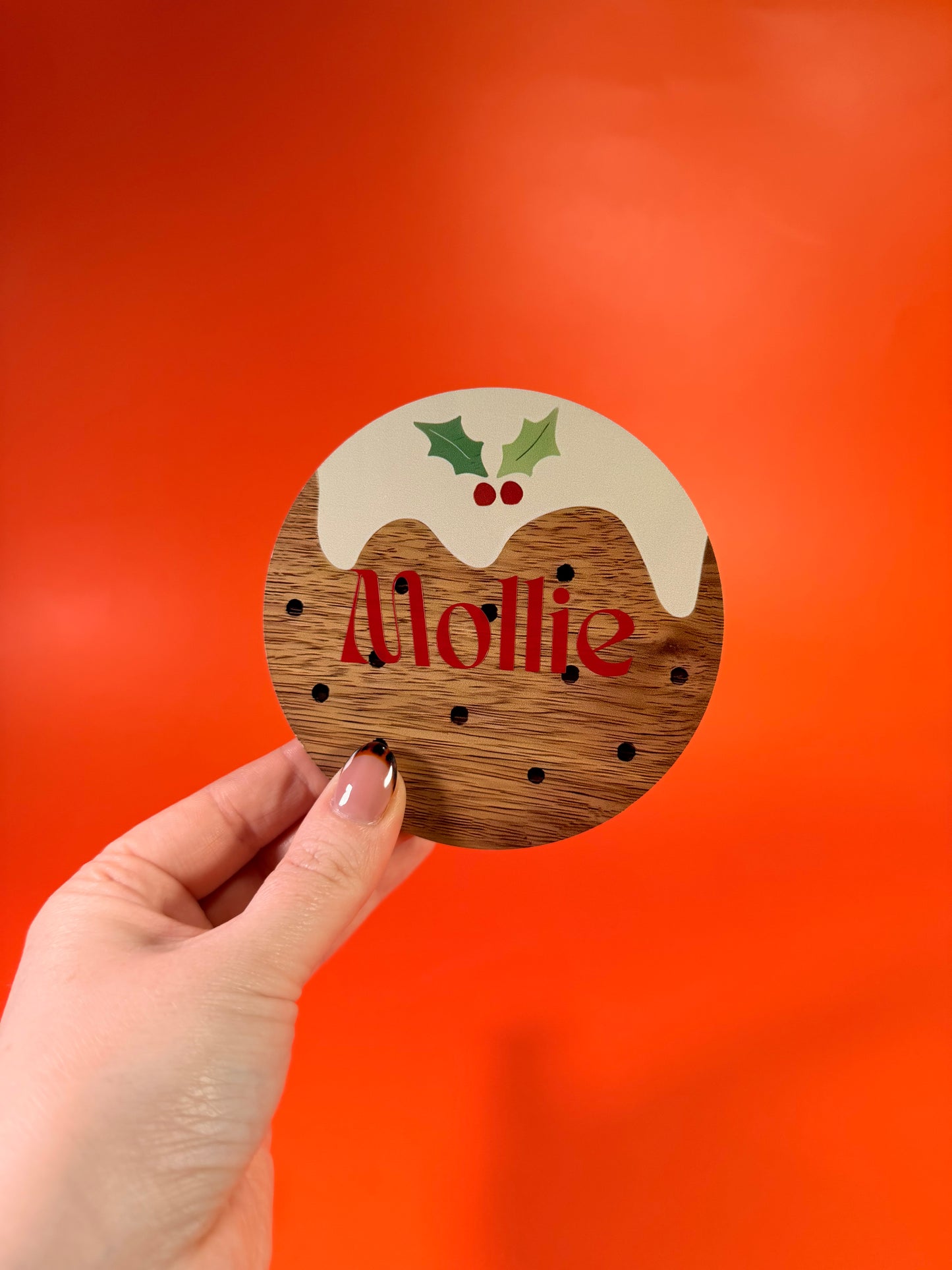 Personalised Christmas Pudding Coasters: Festive Place Name Gifts