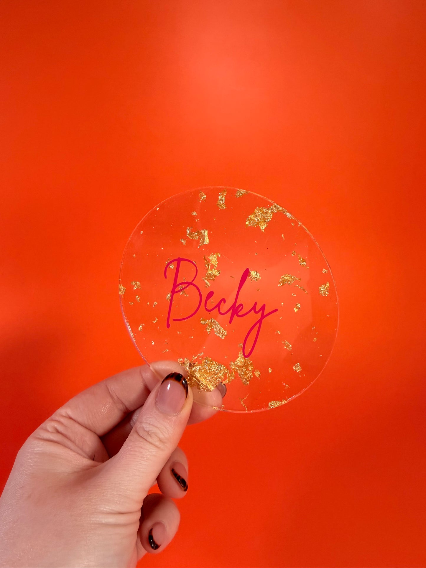 Personalised Clear Gold Foil Acrylic Coasters: Place Name Gifts