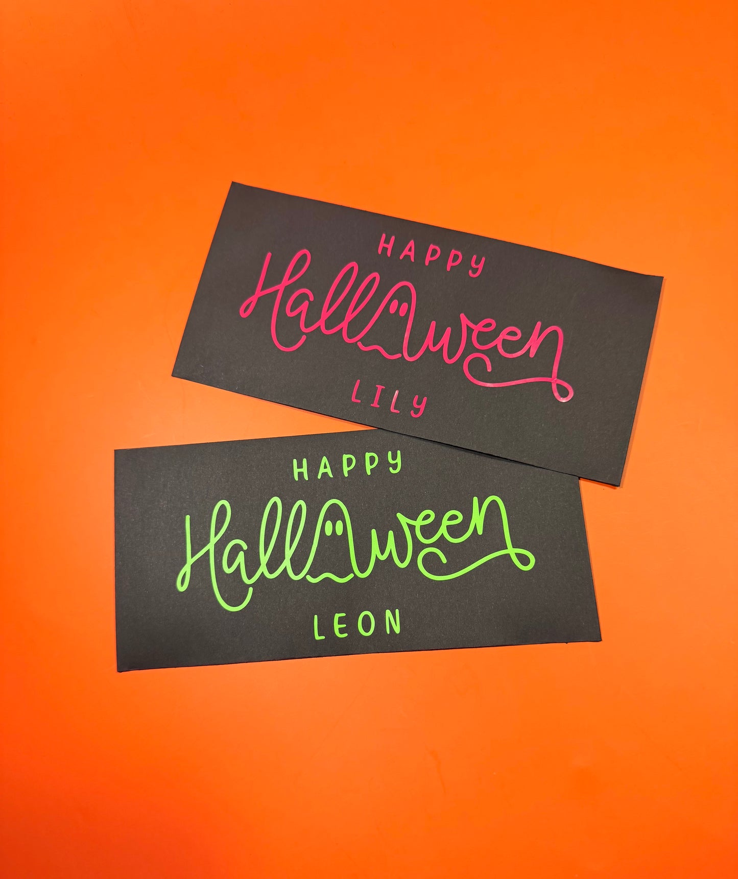 HALLOWEEN Personalised Name - Money/Cash Envelope Paper Wallet - Black White Kraft