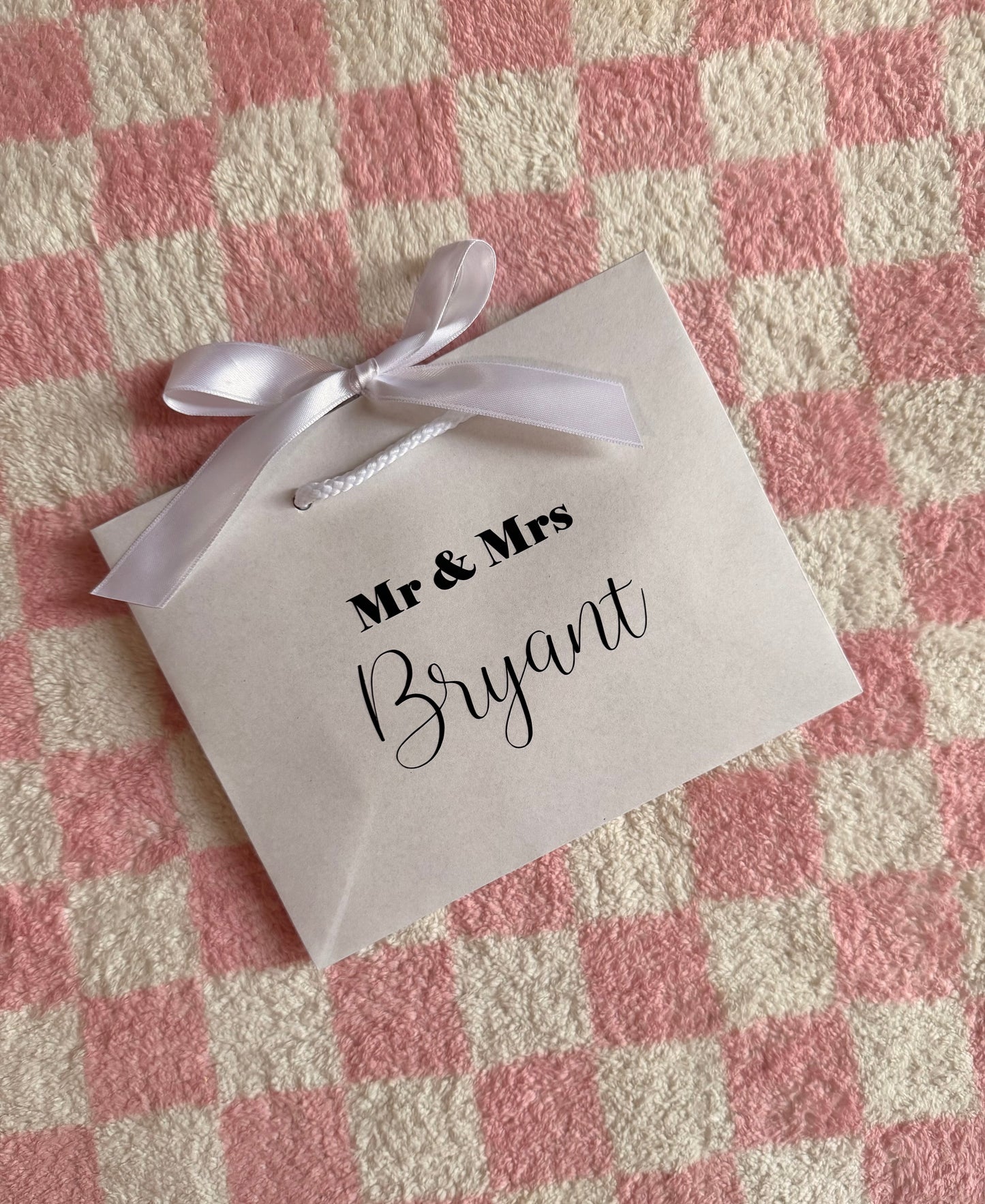 Personalised - TITLES & Surname - Ribbon Tie Natural Rope Gift Bag