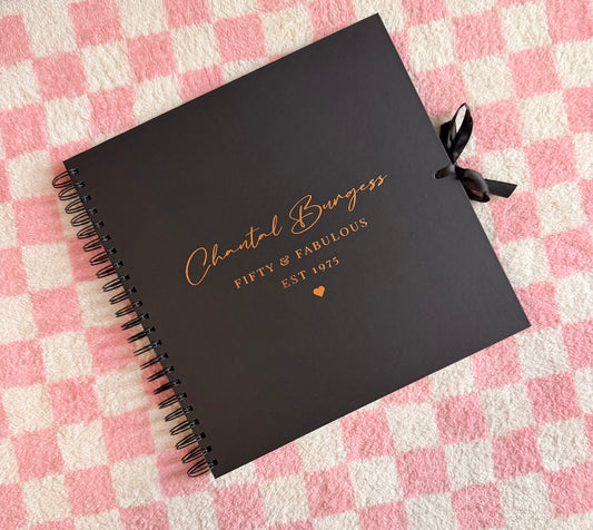 Personalised Birthday Scrapbook: Vinyl Name & Date, Memory Keepsake