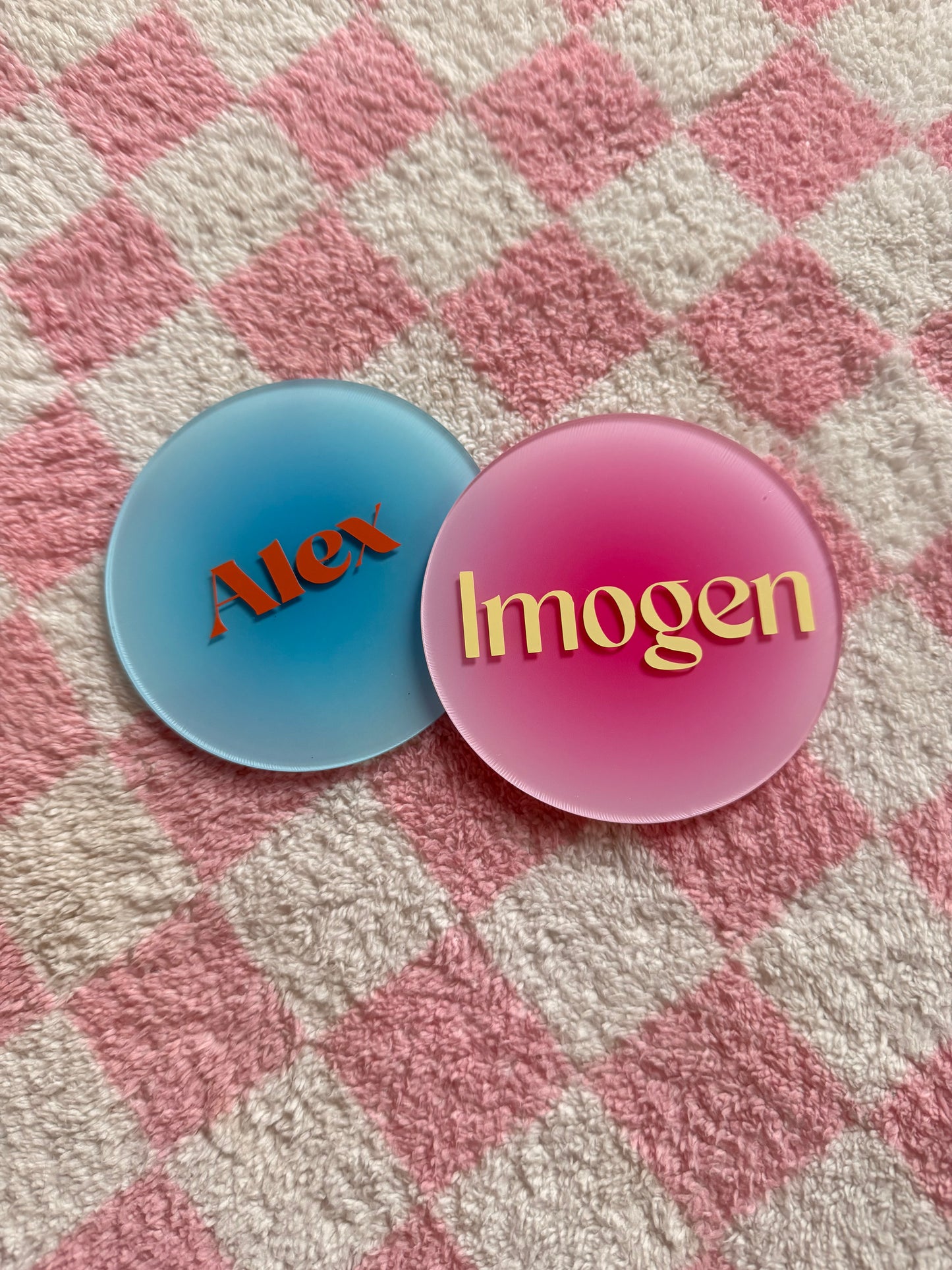 Personalised Colourful Drink Coasters: Place Name Gifts