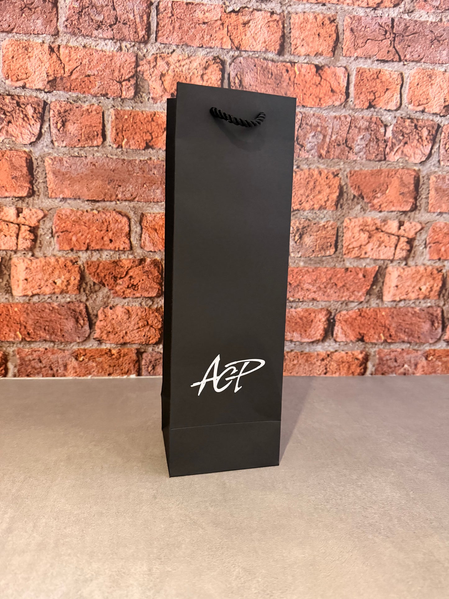 YOUR LOGO - Personalised - BLACK Kraft Wine Bottle Gift Bag Rope Handles - Business Logo, Custom, Shop, Event, Company