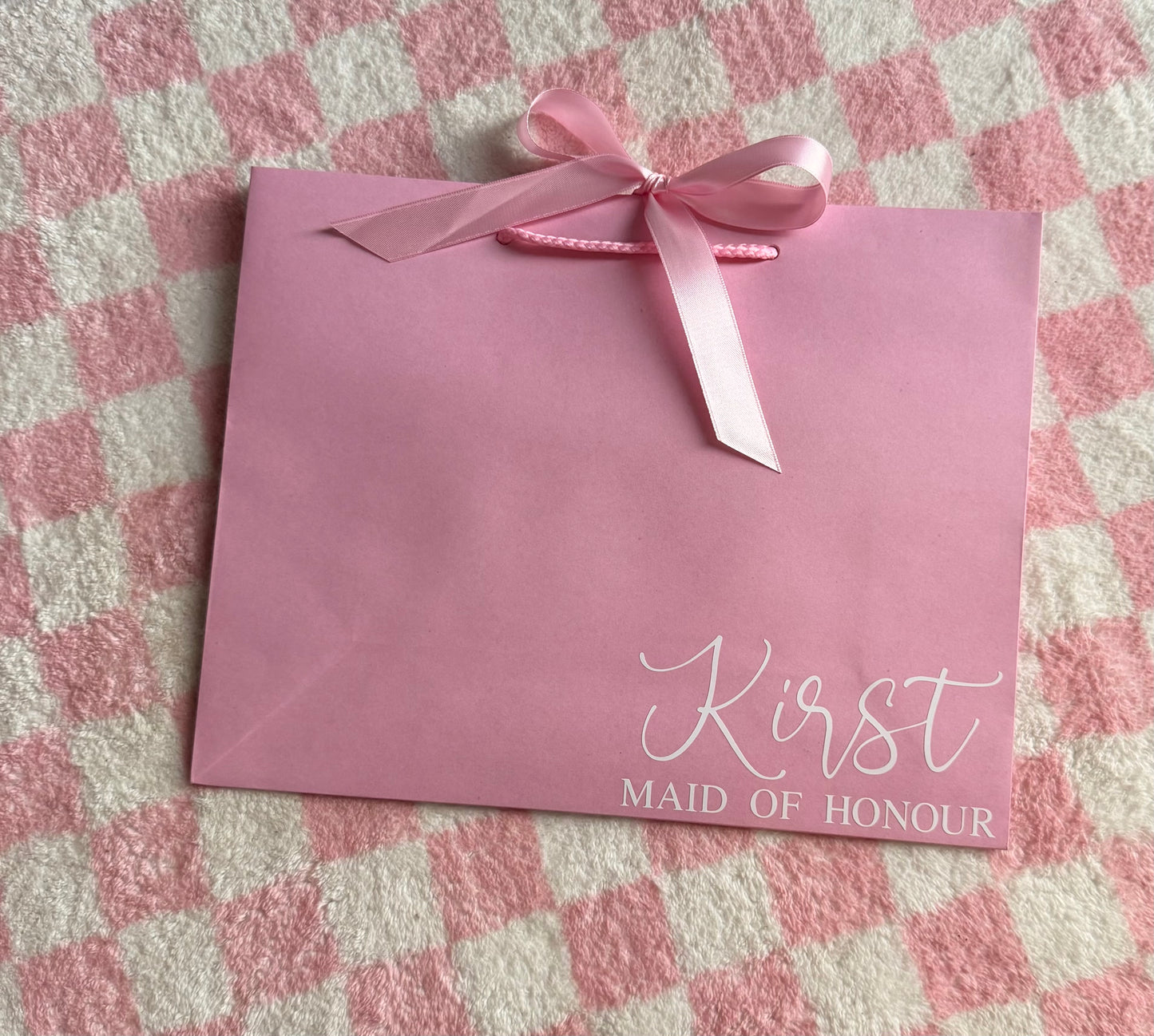 Personalised - Corner - Ribbon Tie Natural Rope Gift Bag