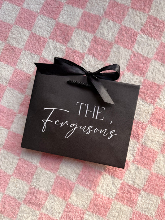 THE Surname - Ribbon Tie Rope Gift Bag - Wedding, Married, Couple