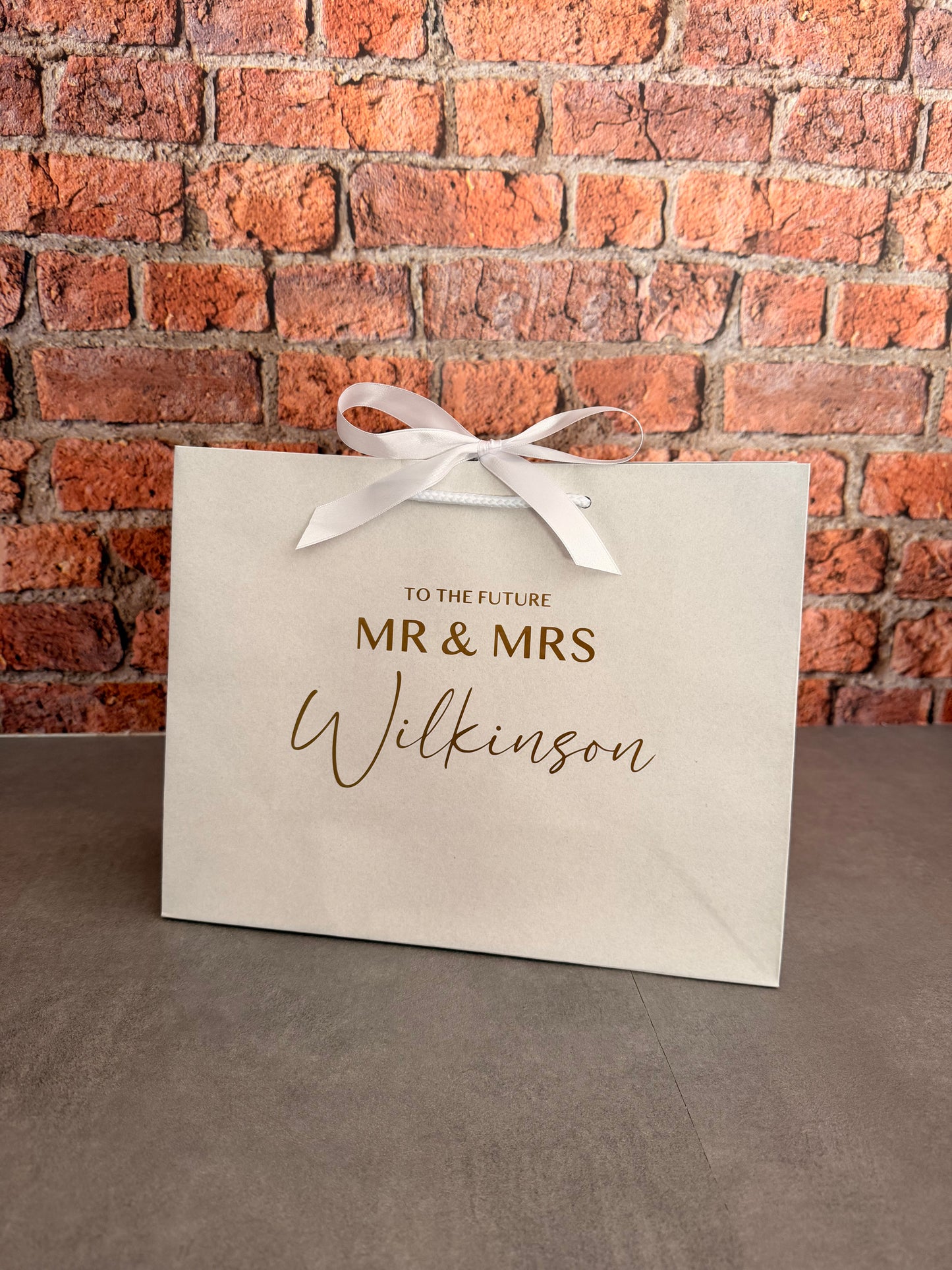 Personalised To The Future Mr & Mrs SURNAME - Wedding Ribbon Tie Gift Bag