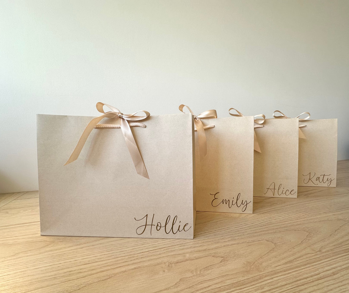 CREAM - Personalised - Corner - Ribbon Tie Natural Rope Gift Bag