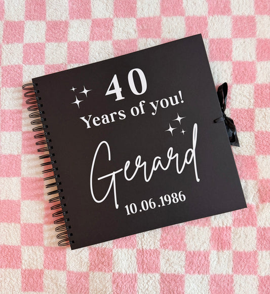 Personalised Birthday Scrapbook: Vinyl Name, Age & DOB, Memory Keepsake