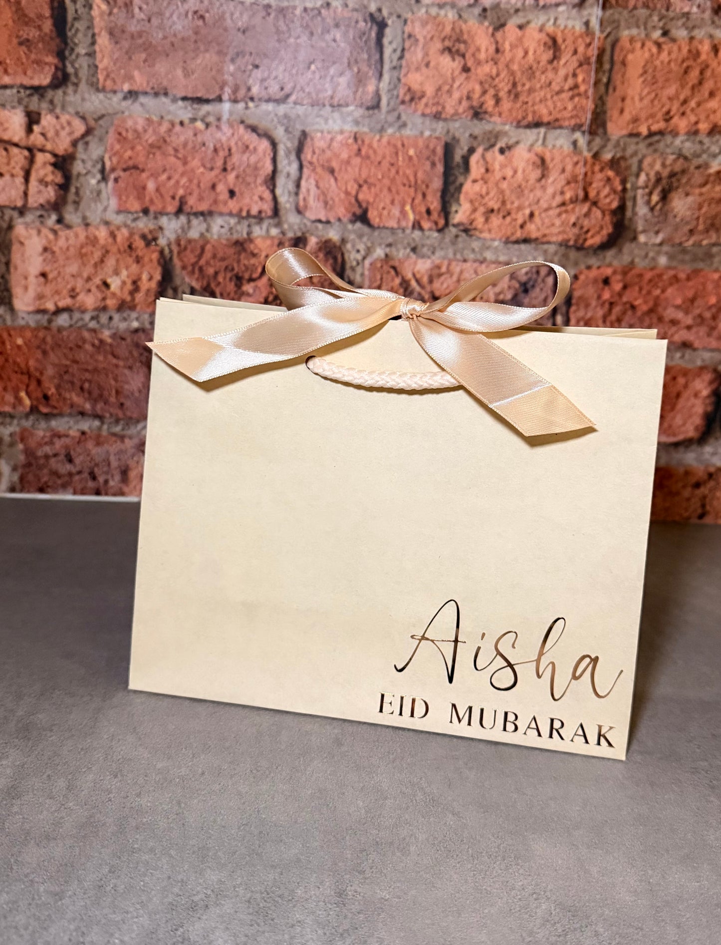 Personalised Name - Eid Mubarak / Ramadan Mubarak: Ribbon Tie Gift Bag