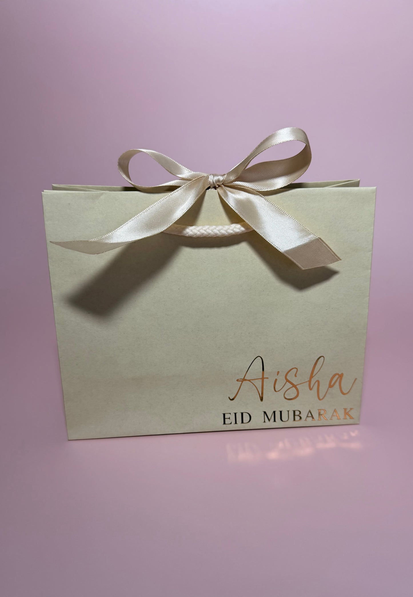 Personalised Name - Eid Mubarak / Ramadan Mubarak: Ribbon Tie Gift Bag