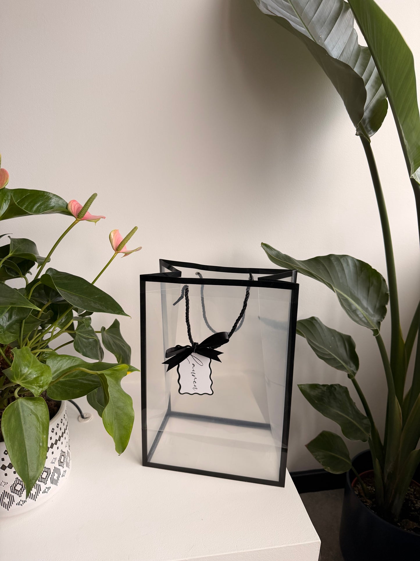 CLEAR - Personalised - Gift Bag with Name Tag