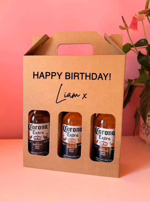 Personalised 3 Bottle Cardboard Carrier: Beer, Ale, Cider & Home Brew Gifts