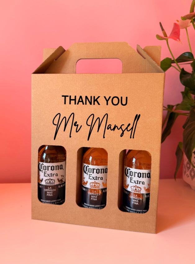 Personalised 3 Bottle Cardboard Carrier: Beer, Ale, Cider & Home Brew Gifts
