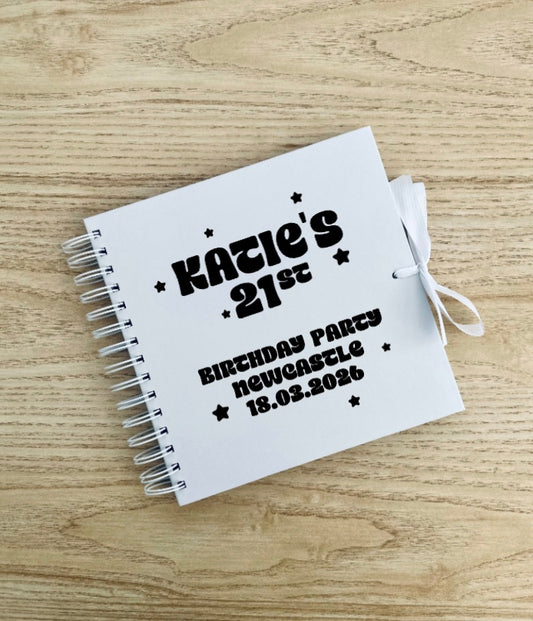 Personalised Birthday Scrapbook: Vinyl Name & Date, Memory Keepsake